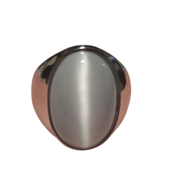 New Men's Stainless Steel Ring With Cloud White Stone - Picture 4 of 6